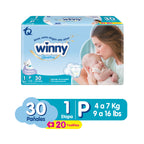 PAÑALES WINNY SENS GOLD ET 1+TOALLI RN BOLSA X 30 UNDS