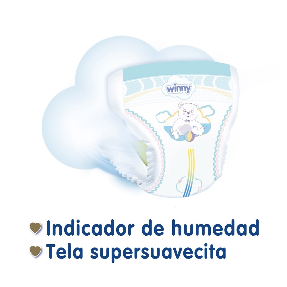 PAÑALES WINNY SENSITIVE ET2 + TOALLITAS AVENA X20 BOLSA X 70 UNDS