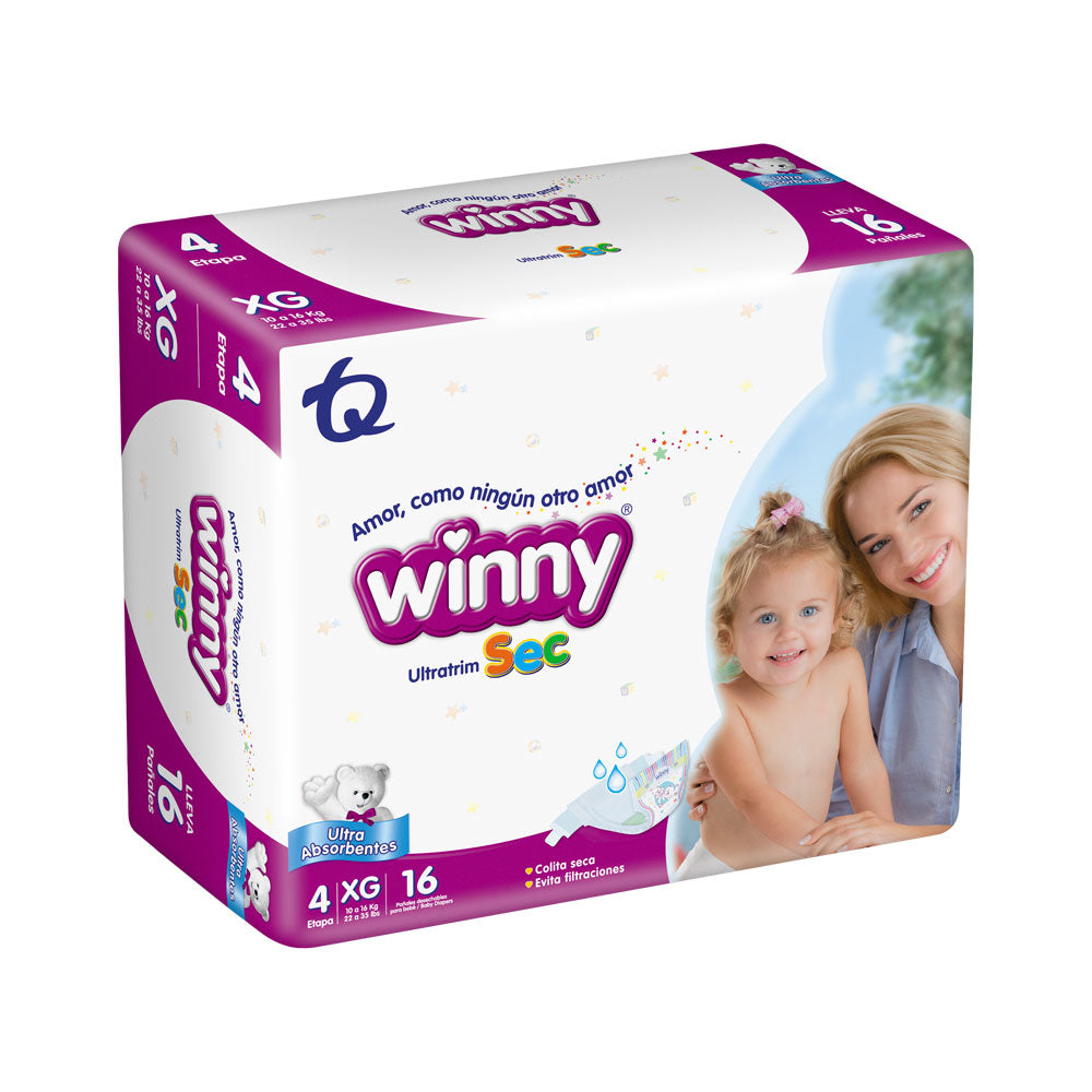 PAÑALES WINNY ULTRATRIM SEC ET 4 BOLSA X 16 UNDS