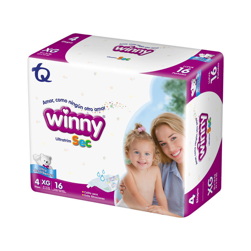 PAÑALES WINNY ULTRATRIM SEC ET 4 BOLSA X 16 UNDS