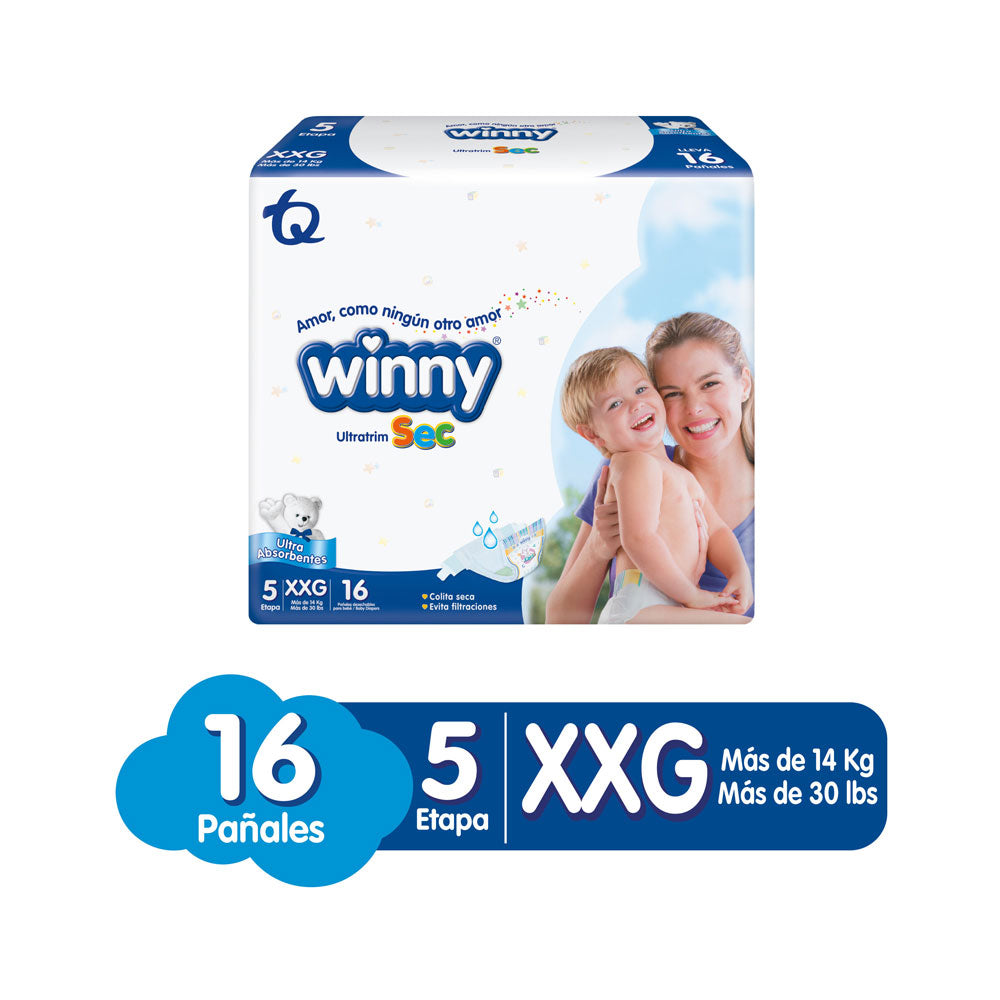 PAÑALES WINNY ULTRATRIM SEC ET 5 BOLSA X 16 UNDS