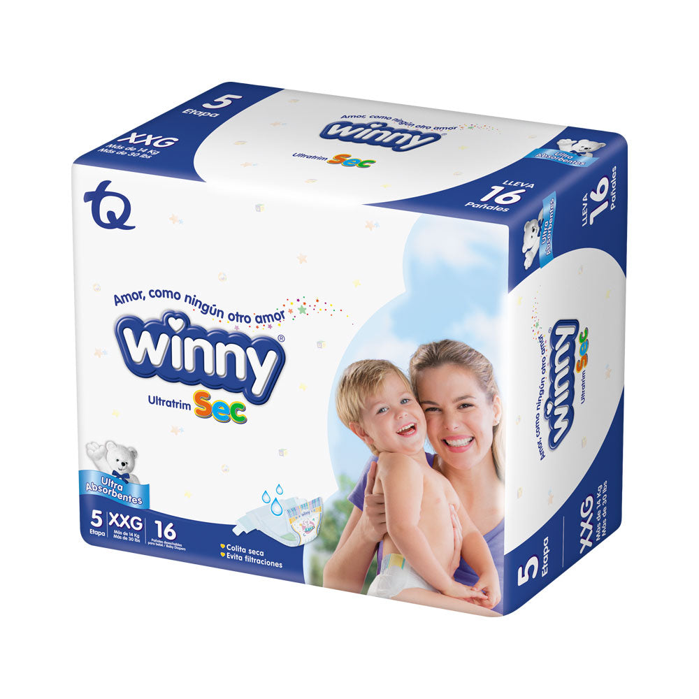 PAÑALES WINNY ULTRATRIM SEC ET 5 BOLSA X 16 UNDS