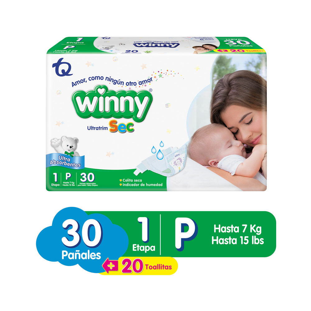 PAÑALES WINNY ULTRATRIM SEC ETAPA 1 BOLSA X 30 UNDS