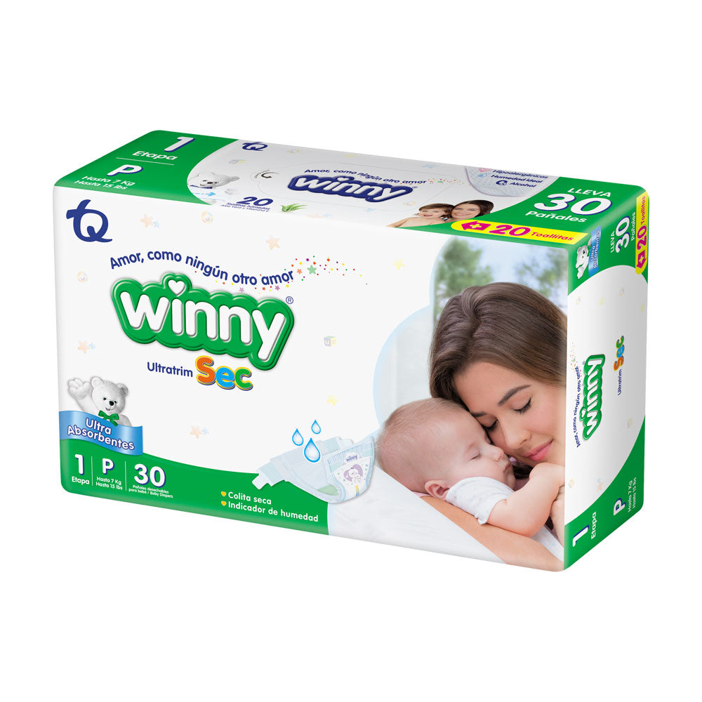 PAÑALES WINNY ULTRATRIM SEC ETAPA 1 BOLSA X 30 UNDS