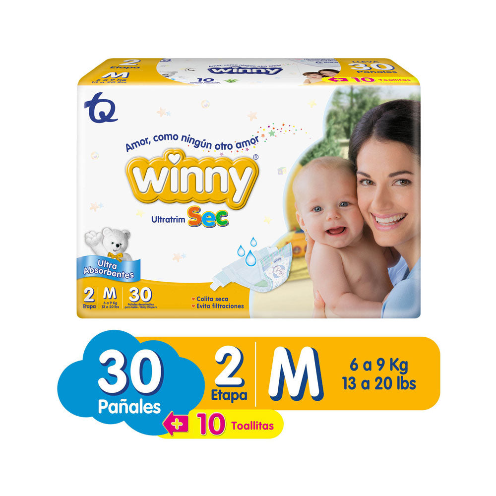 PAÑALES WINNY ULTRATRIM SEC ETAPA 2 BOLSA X 30 UNDS