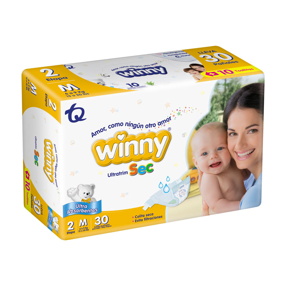 PAÑALES WINNY ULTRATRIM SEC ETAPA 2 BOLSA X 30 UNDS