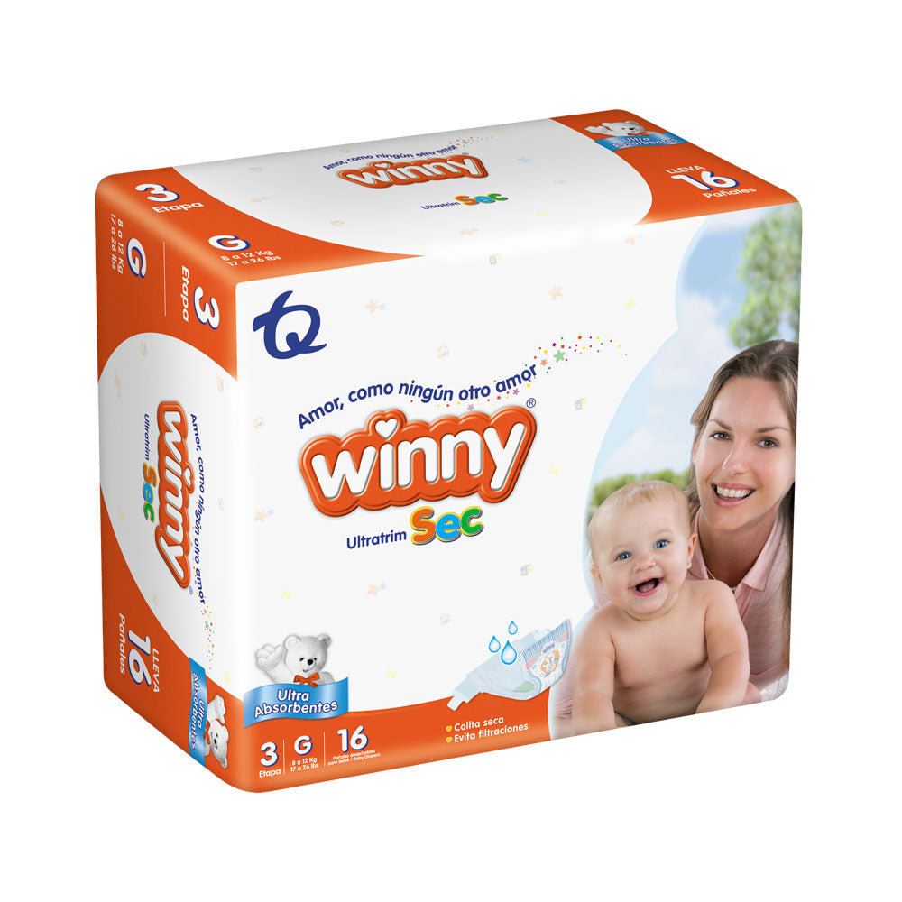 PAÑALES WINNY ULTRATRIM SEC ETAPA 3 BOLSA X 16 UNDS