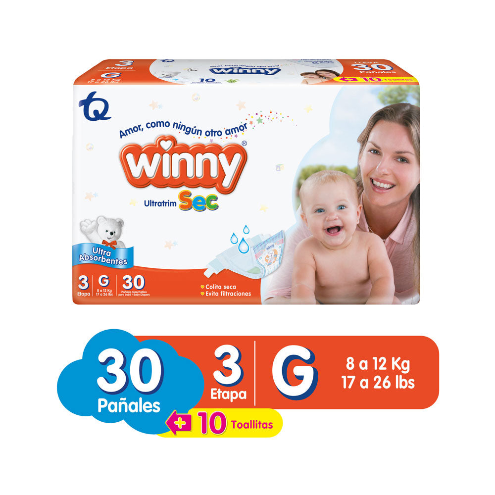 PAÑALES WINNY ULTRATRIM SEC ETAPA 3 BOLSA X 30 UNDS