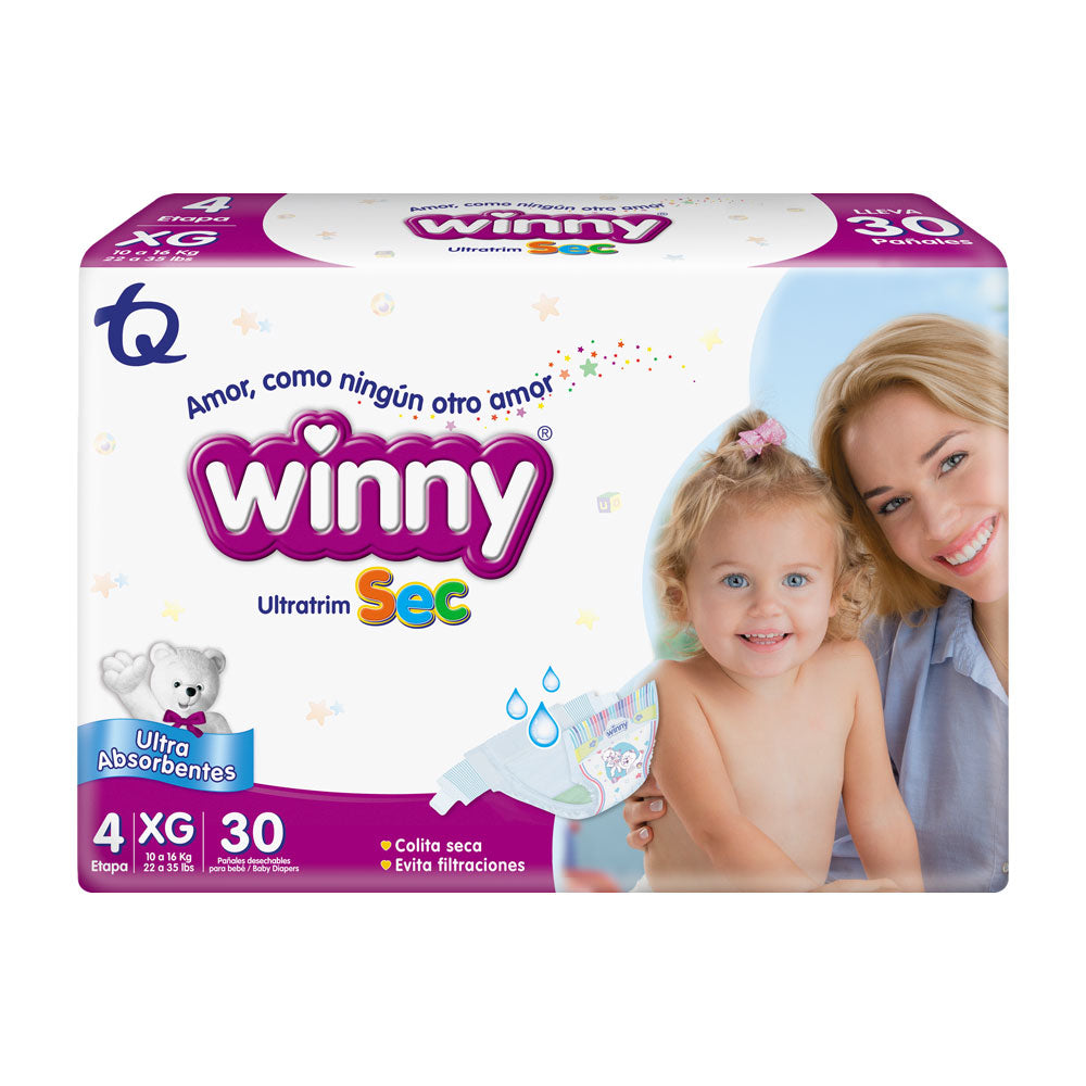 PAÑALES WINNY ULTRATRIM SEC ETAPA 4 BOLSA X 30 UNDS