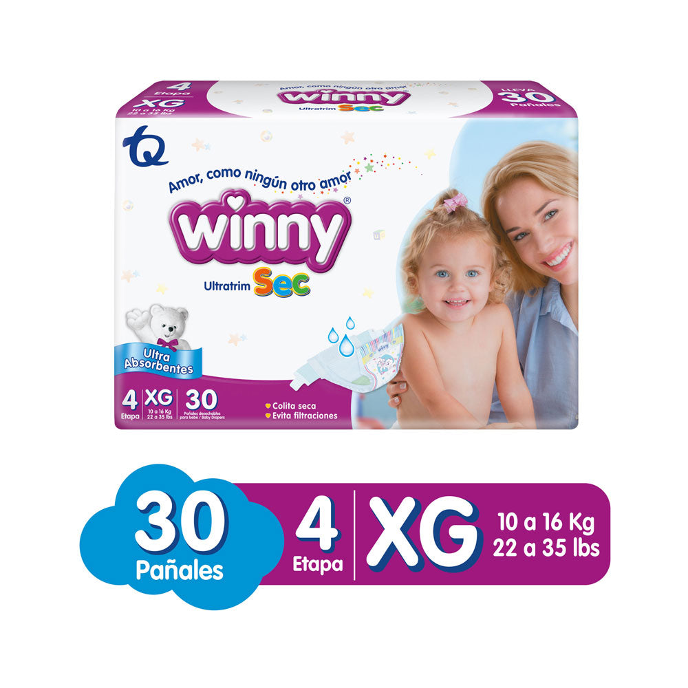PAÑALES WINNY ULTRATRIM SEC ETAPA 4 BOLSA X 30 UNDS
