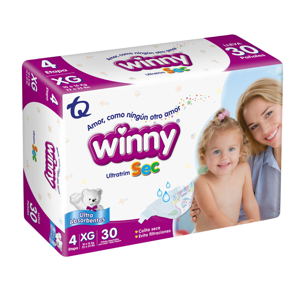 PAÑALES WINNY ULTRATRIM SEC ETAPA 4 BOLSA X 30 UNDS