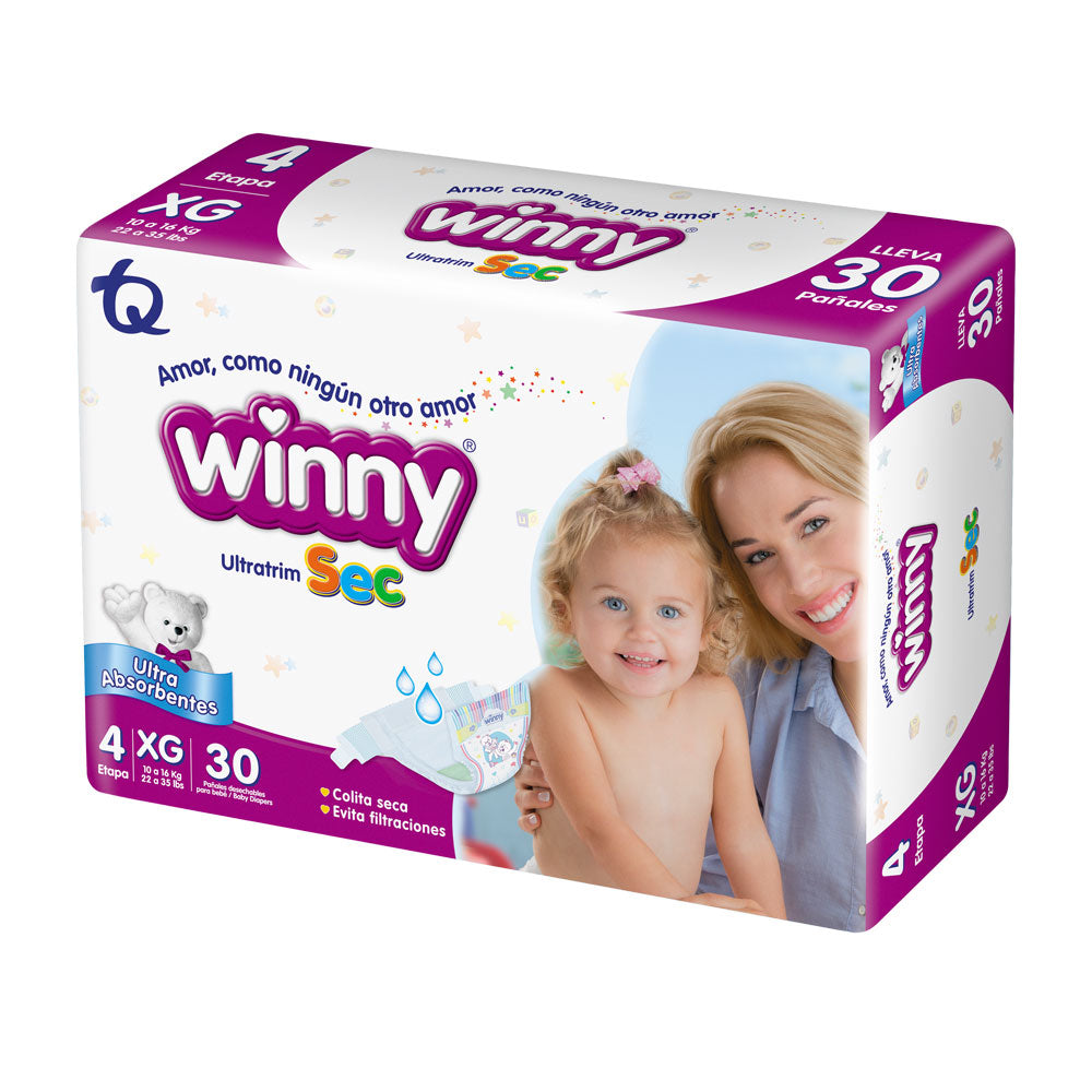 PAÑALES WINNY ULTRATRIM SEC ETAPA 4 BOLSA X 30 UNDS