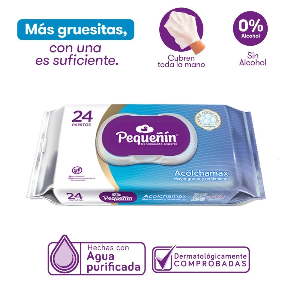PAÑITOS HUMEDOS PEQUEÑIN ACOLCHAMAX BOLSA X 24 UNDS