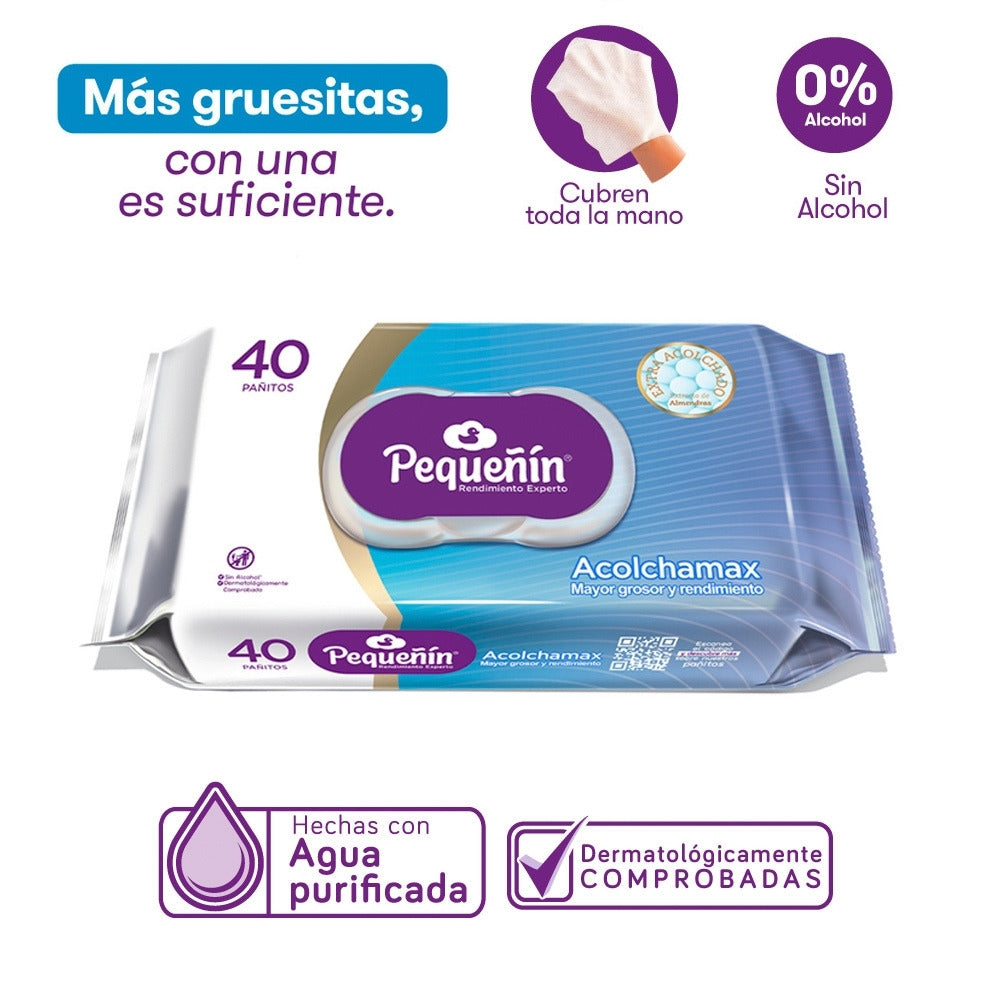 PAÑITOS HUMEDOS PEQUEÑIN ACOLCHAMAX BOLSA X 40 UNDS