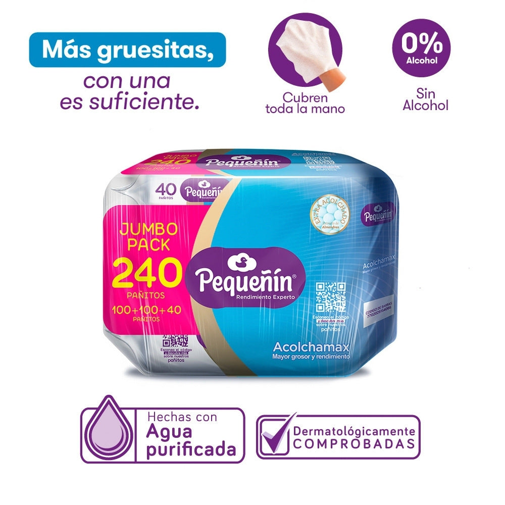 PAÑITOS HUMEDOS PEQUEÑIN ACOLCHAMAX+++ OFERTA X 240 UNDS