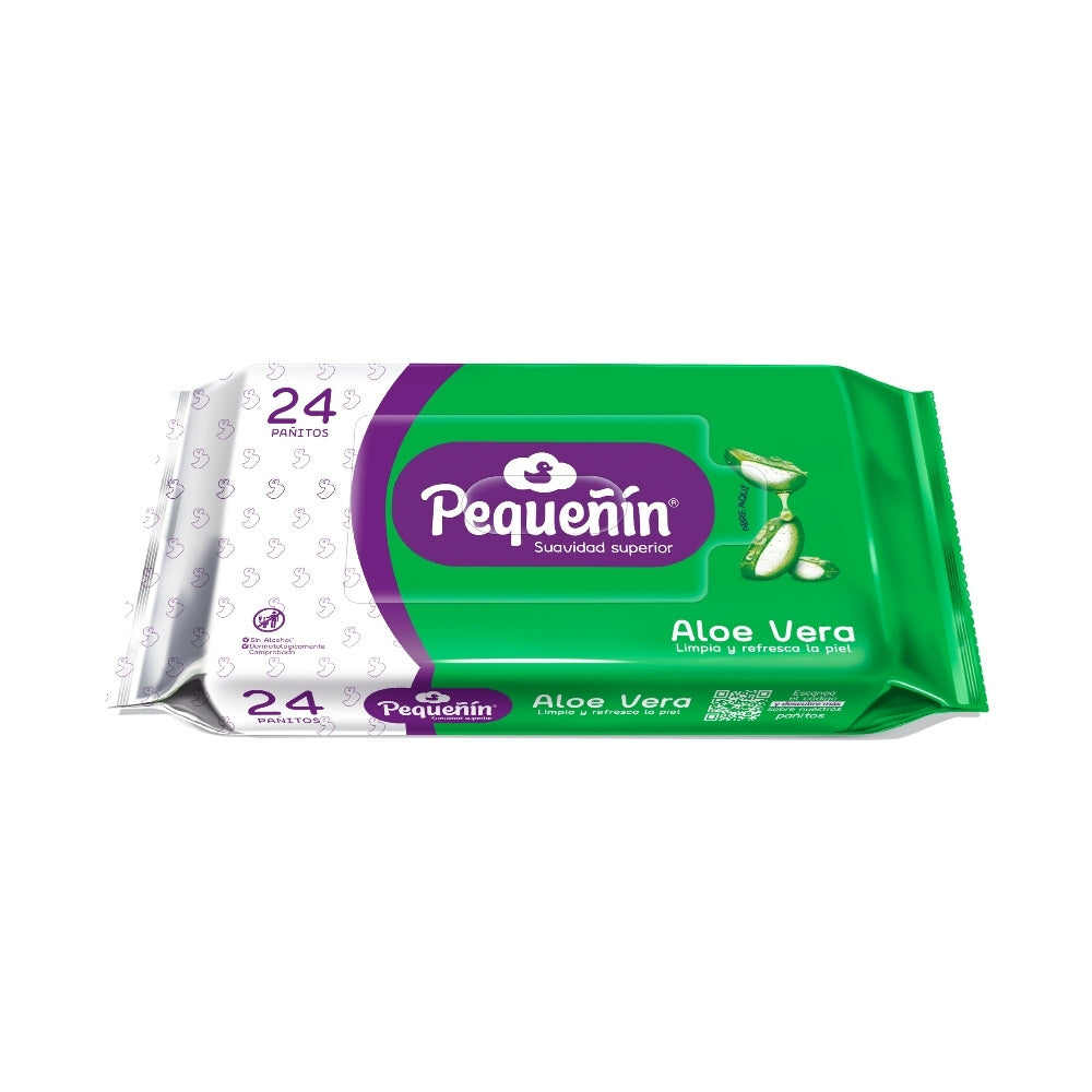 PAÑITOS HUMEDOS PEQUEÑIN ALOE VERA BOLSA X 24 UNDS