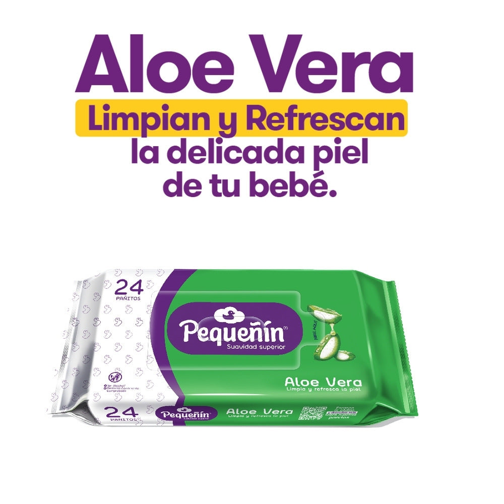 PAÑITOS HUMEDOS PEQUEÑIN ALOE VERA BOLSA X 24 UNDS