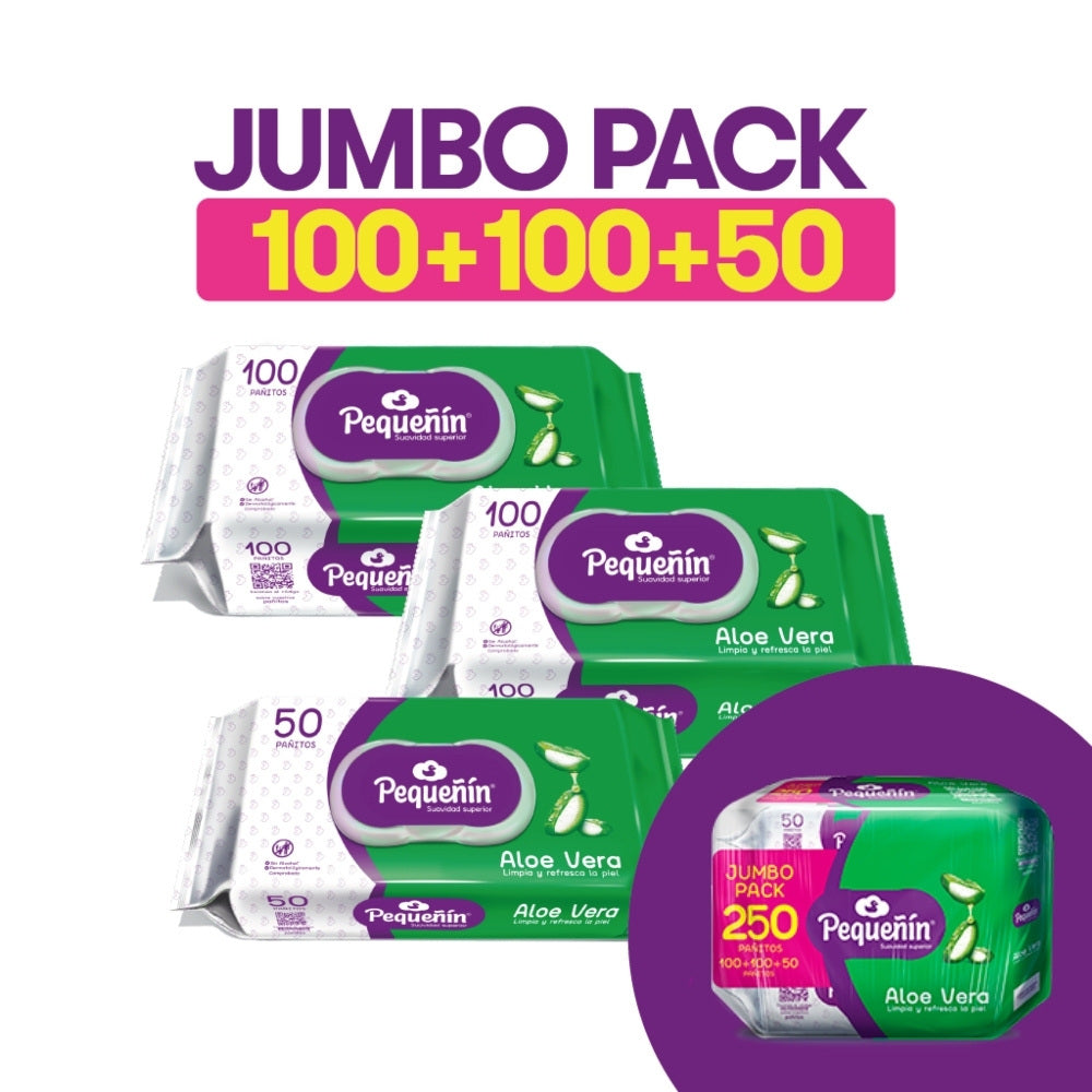 PAÑITOS HUMEDOS PEQUEÑIN ALOE VERA OFERTA X 250 UNDS
