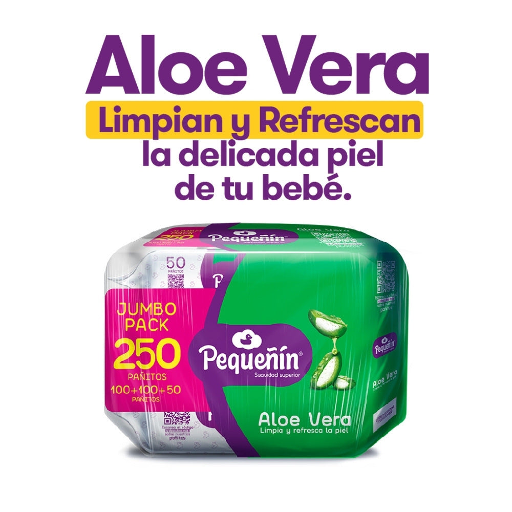 PAÑITOS HUMEDOS PEQUEÑIN ALOE VERA OFERTA X 250 UNDS
