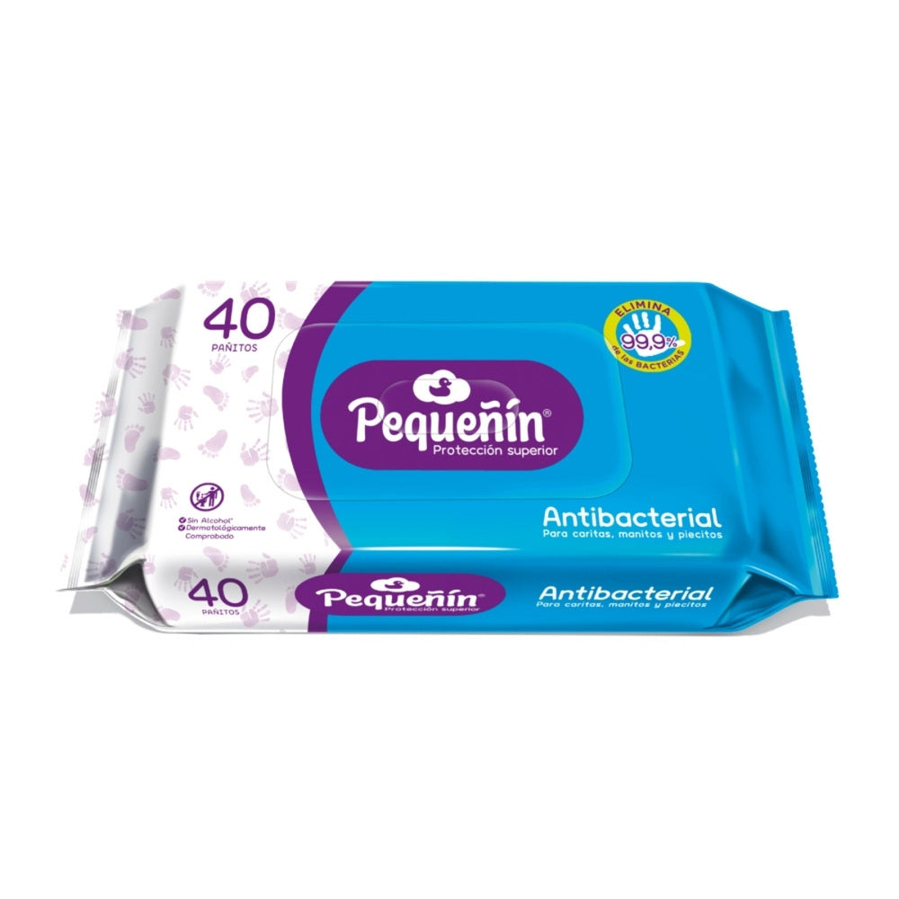PAÑITOS HUMEDOS PEQUEÑIN ANTIBACTERIAL BOLSA X 40 UNDS