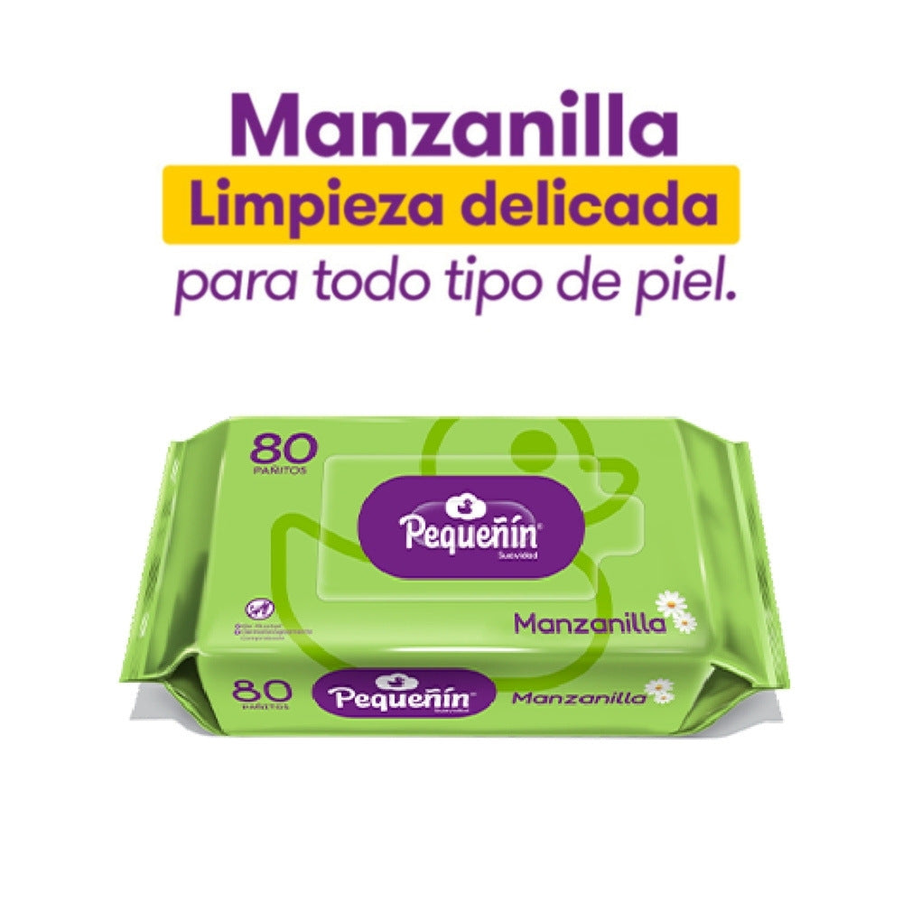 PAÑITOS HUMEDOS PEQUEÑIN MANZANILLA BOLSA X 80 UNDS