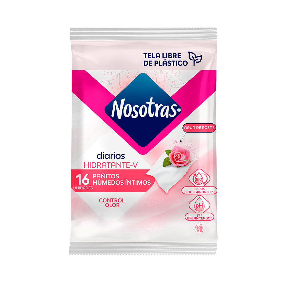 PAÑITOS NOSOTRAS AGUA DE ROSAS BOLSA X 16 UNDS