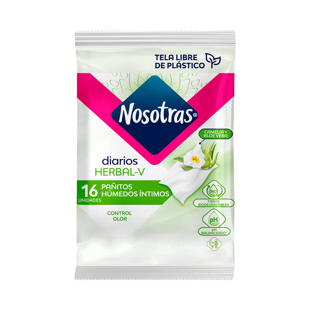 PAÑITOS NOSOTRAS HERBAL BOLSA X 16 UNDS