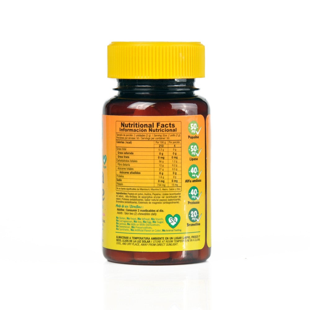 PAPAYA ENZYME GOOD NATURAL T. MASTICABLES FRASCO X 100 UNDS