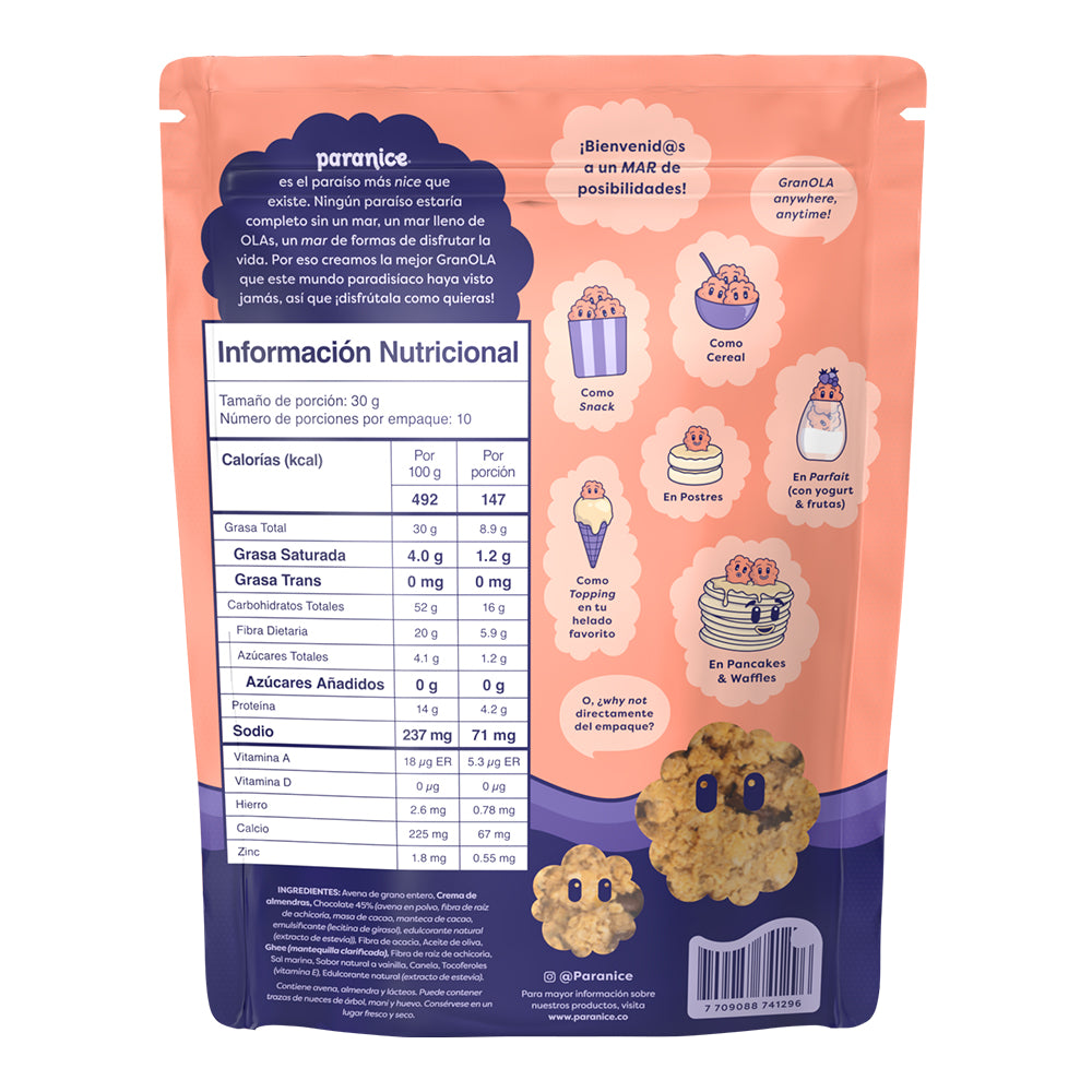 PARANICE GRANOLA SIN GLUTEN CHOCOLATE CHIP COOKIE BOLSA 300 G