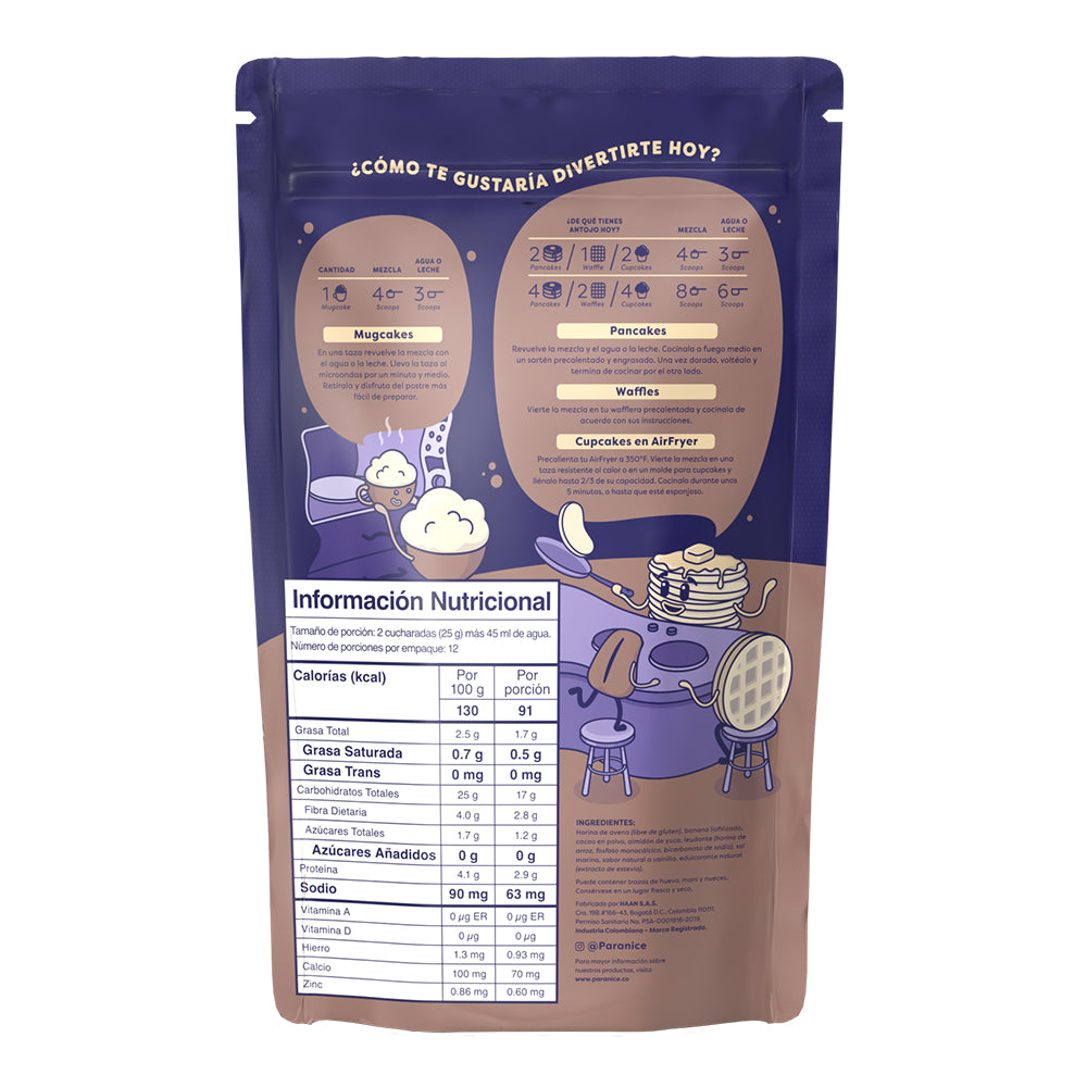 PARANICE MEZCLA AVENA BROWNIE BOLSA 300 G