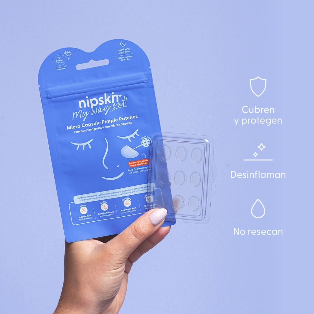 PARCHES PARA GRANOS NIPSKIN CON MICRO CAPSULAS BOLSA X 9 UNDS