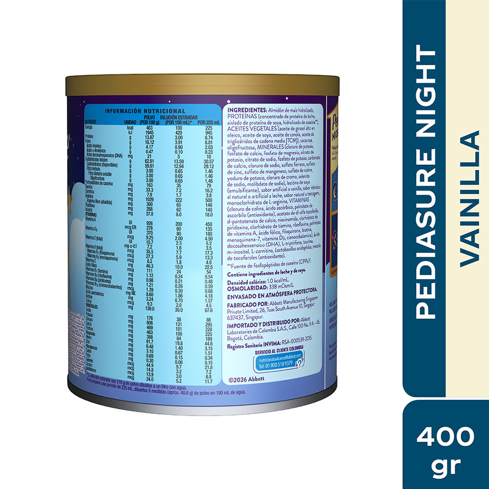 PEDIASURE NIGHT POLVO VAINILLA LATA 400 G