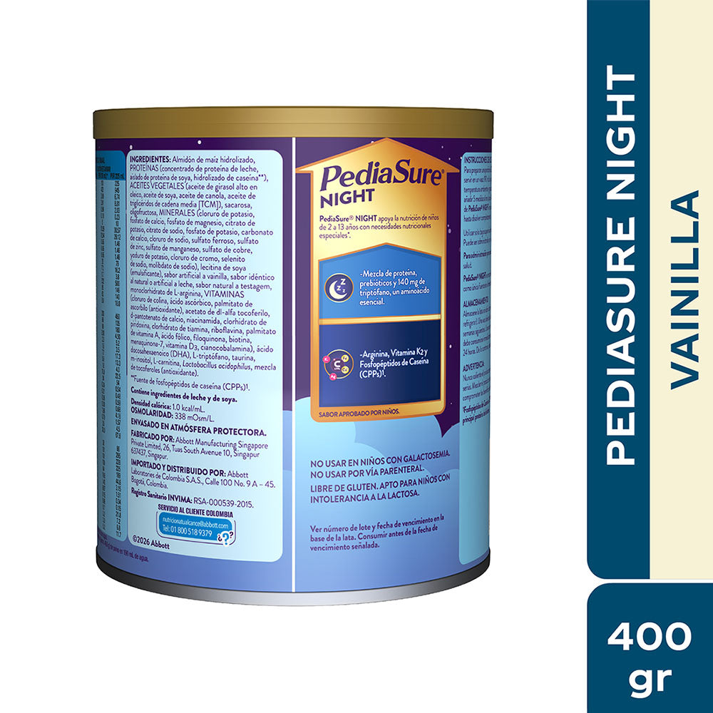 PEDIASURE NIGHT POLVO VAINILLA LATA 400 G