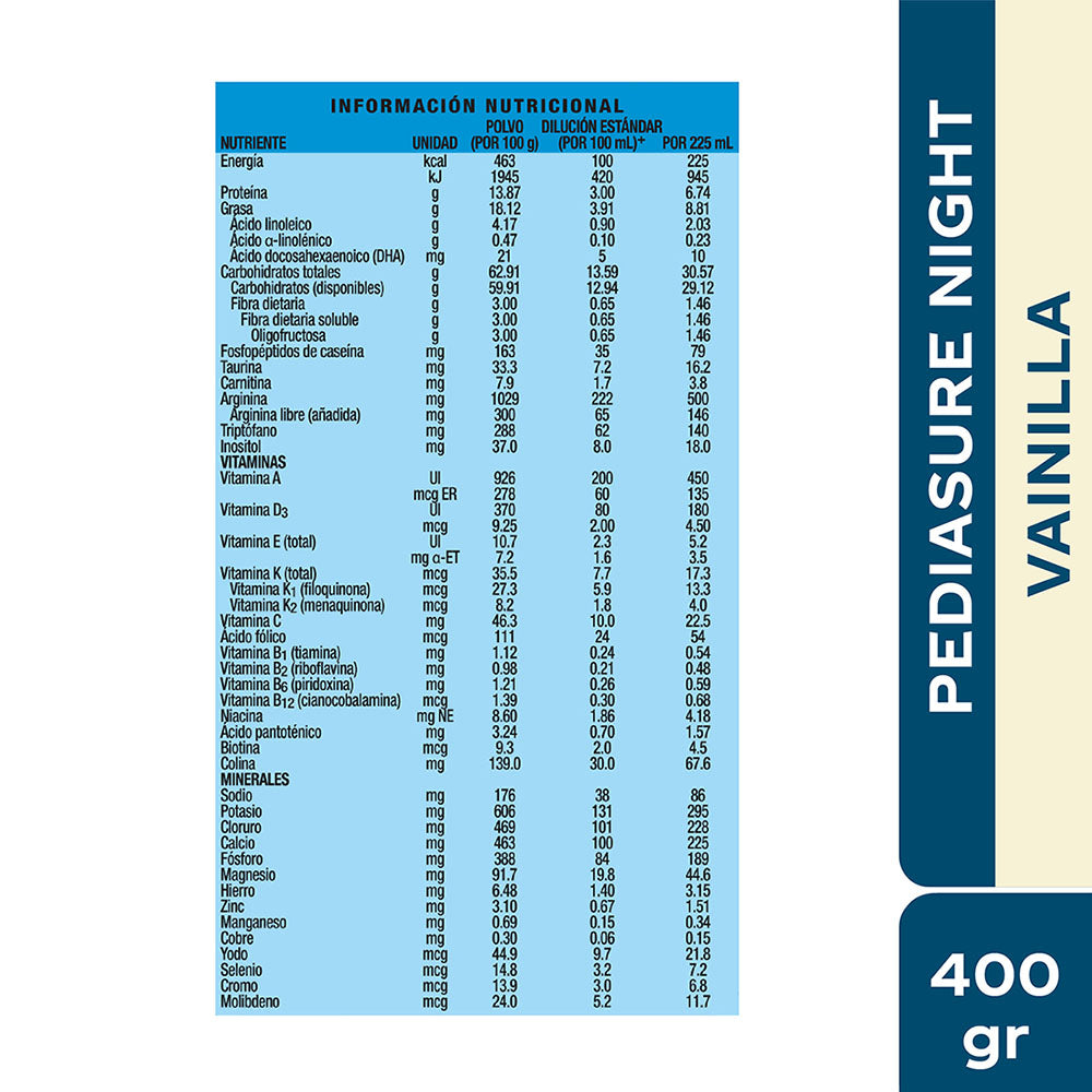 PEDIASURE NIGHT POLVO VAINILLA LATA 400 G