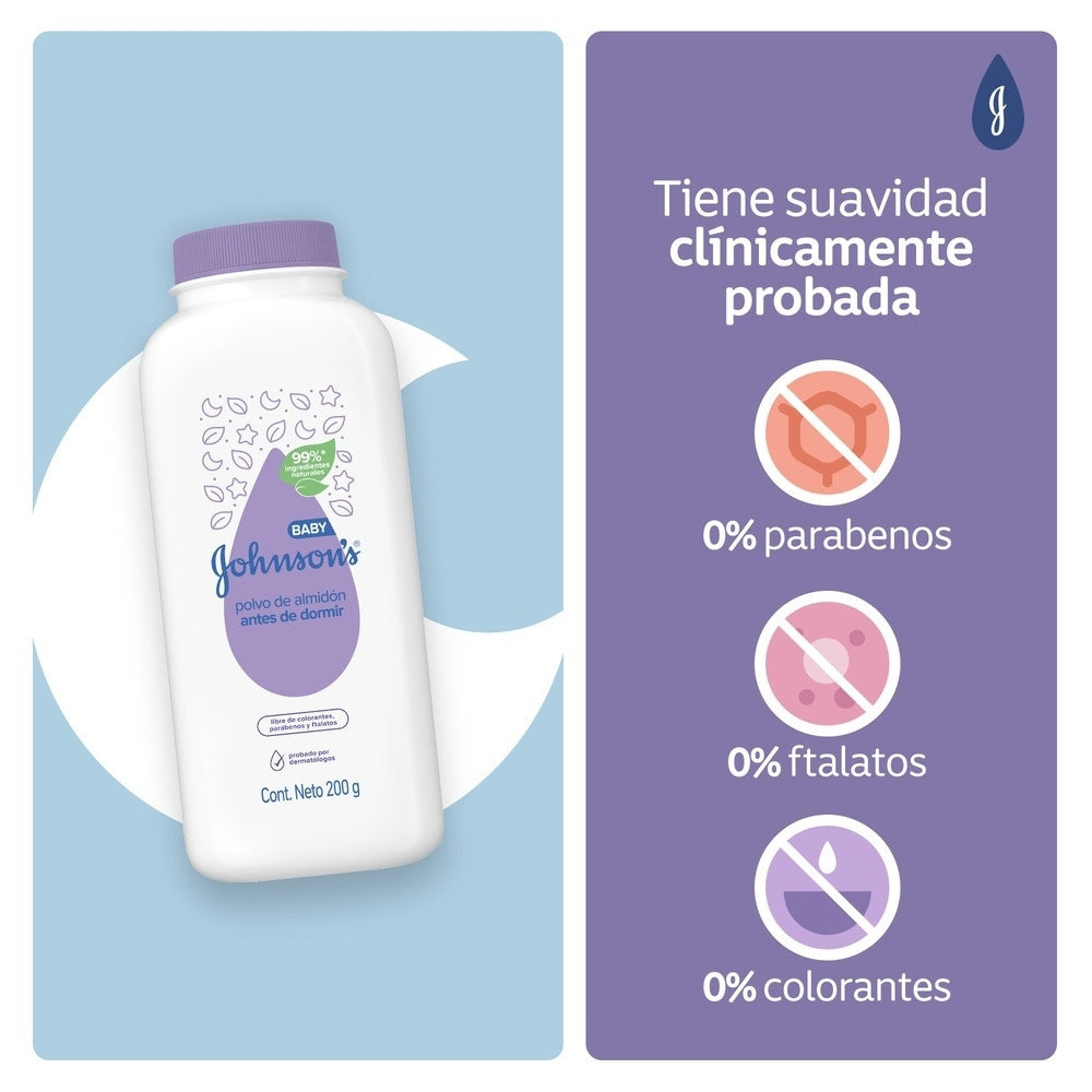 POLVO DE ALMIDÓN JOHNSON BABY BED TIME DE FRASCO 200 ML