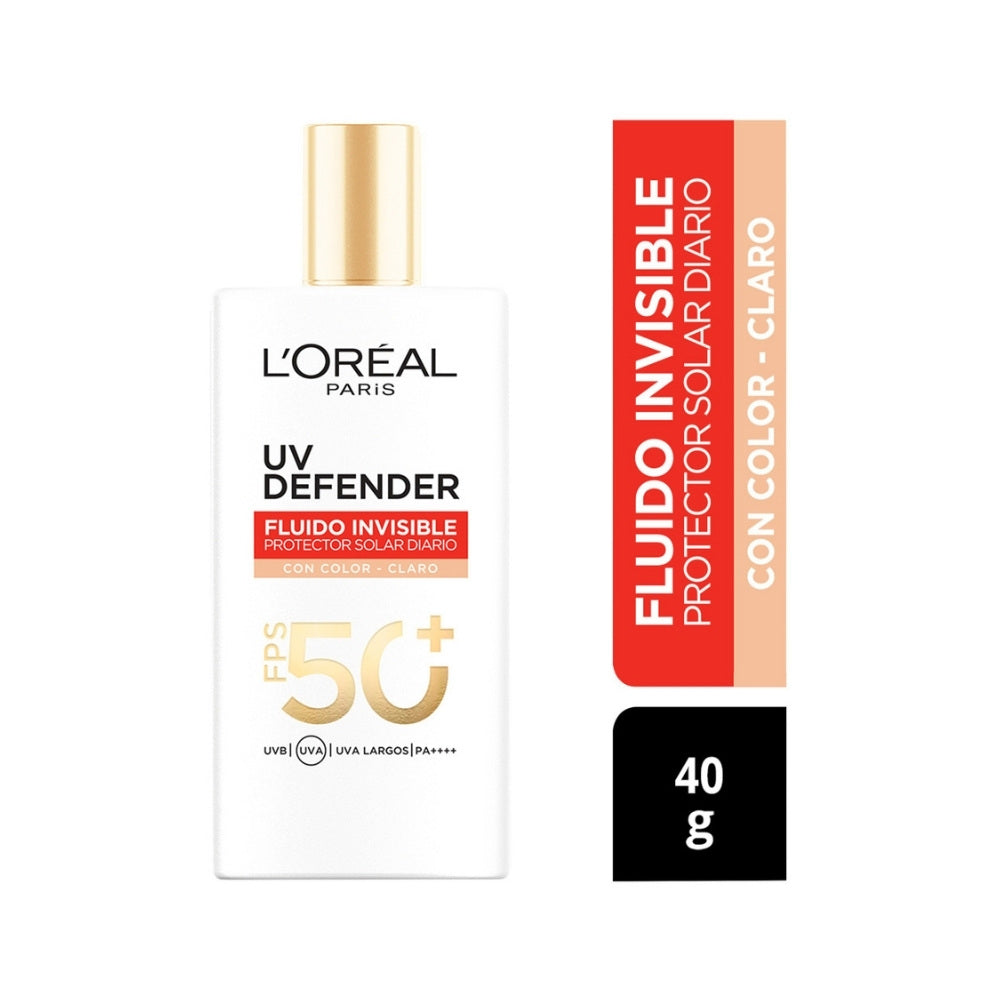 PROTECTOR SOLAR LOREAL UV DEFENDER FPS 50+ FLUIDO INVISIBLE CLARO FRASCO 40 G