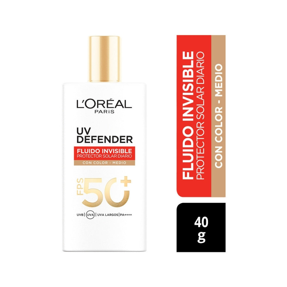 PROTECTOR SOLAR LOREAL UV DEFENDER FPS 50+ FLUIDO INVISIBLE MEDIO FRASCO 40 G