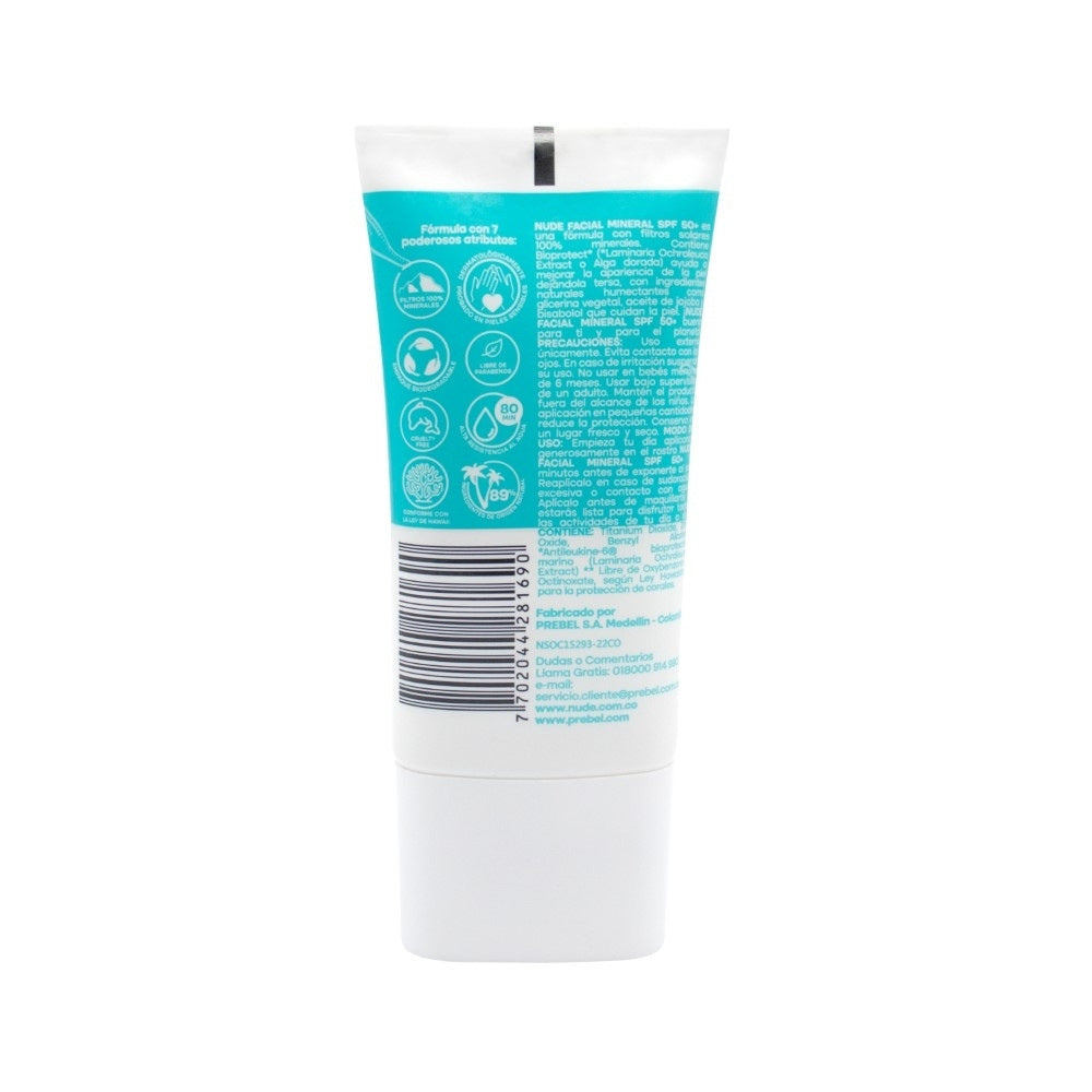 PROTECTOR SOLAR MINERAL FAC NUDE FPS 50 CAJA 40 ML