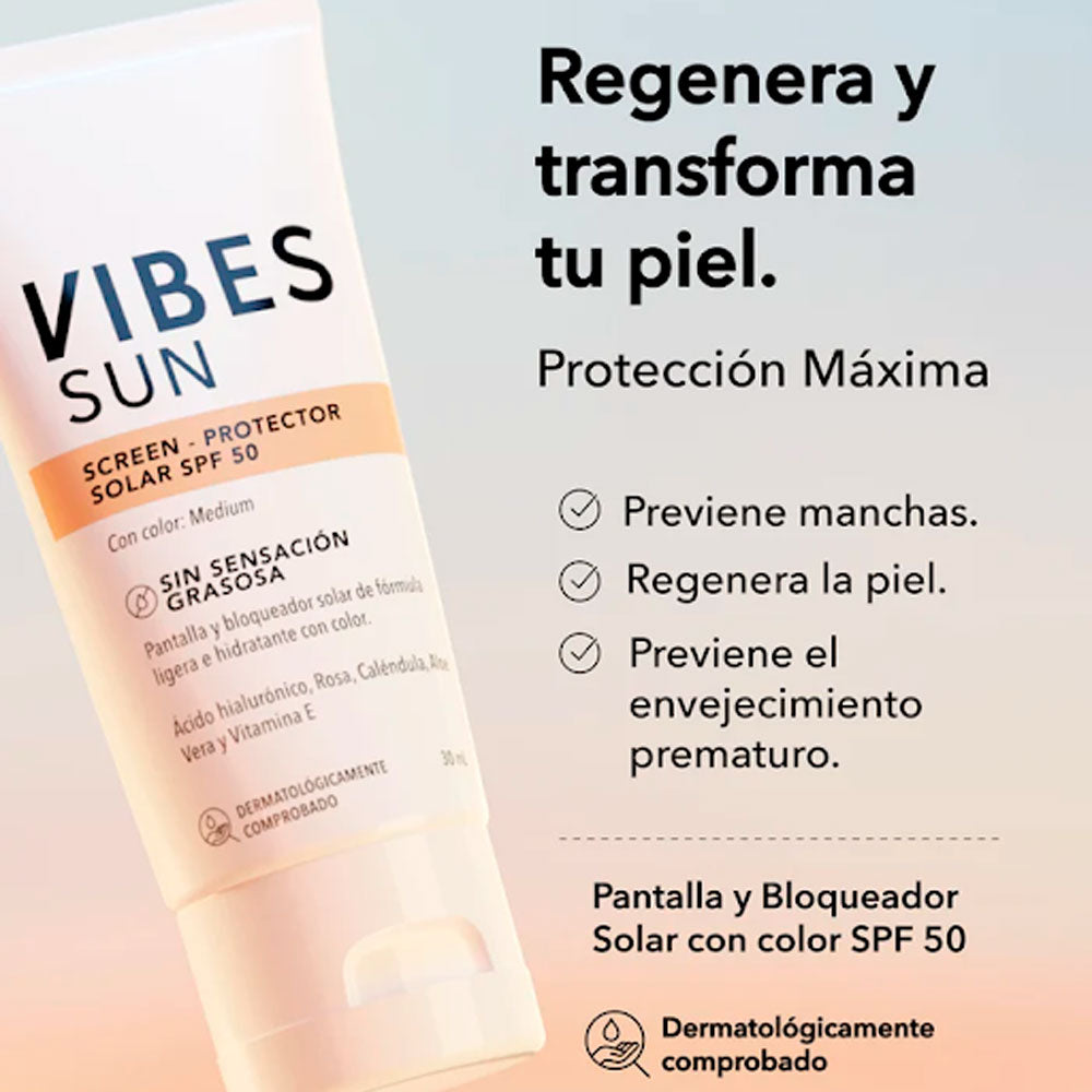 PROTECTOR SOLAR MINI MEDIUM VIBES SPF 50 TUBO 30 ML