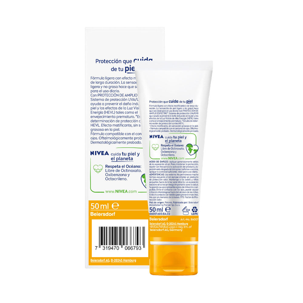 PROTECTOR SOLAR NIVEA SUN CONTROL BRILLO SPF 50 TUBO 50 ML