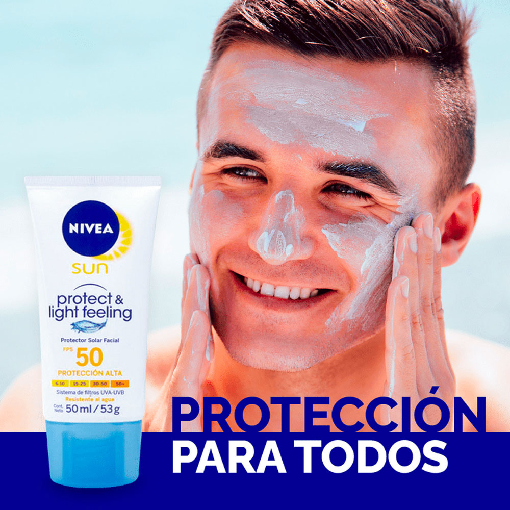 PROTECTOR SOLAR NIVEA SUN FACE LIGHT FEEL SPF 50 TUBO 50 ML