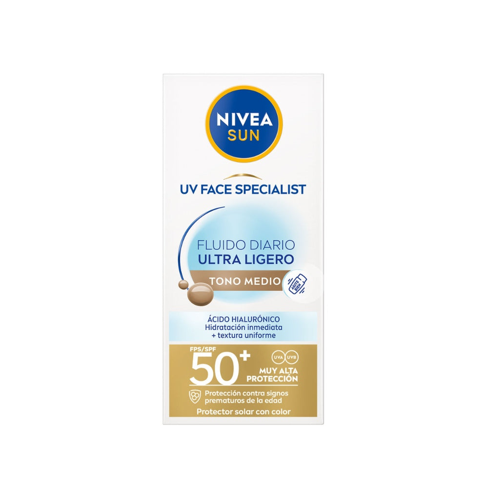 PROTECTOR SOLAR NIVEA SUN FLUIDO ULTRALIGERO MEDIO CAJA 40 ML