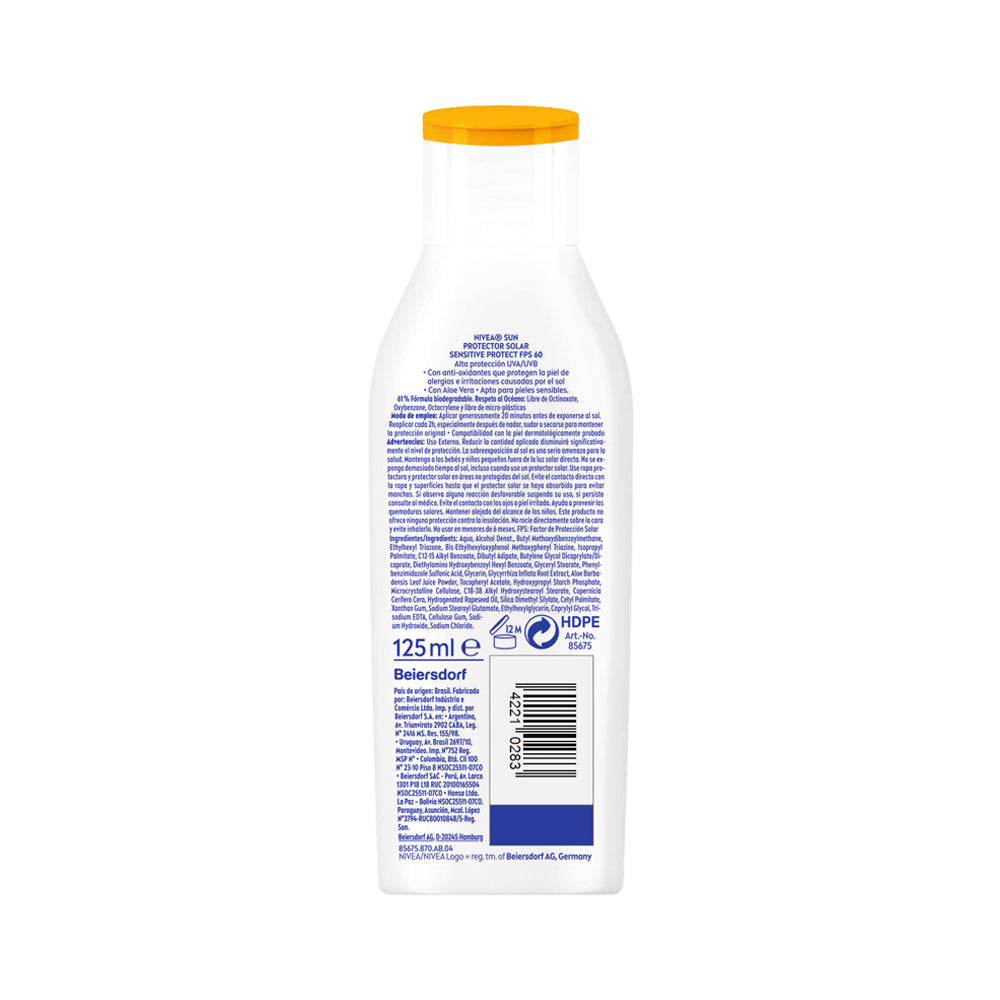 PROTECTOR SOLAR NIVEA SUN PROTECT SPF 60 FRASCO 125 ML