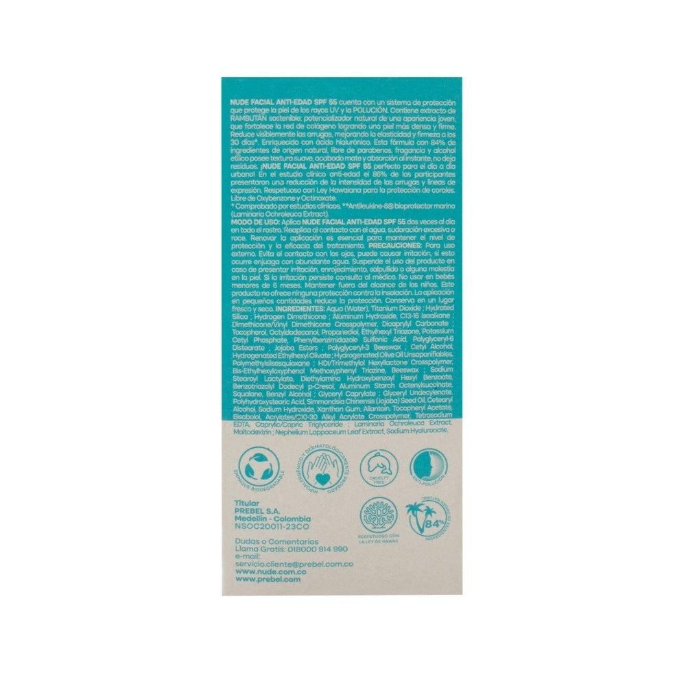 PROTECTOR SOLAR NUDE ANTIEDAD CAJA 40 ML