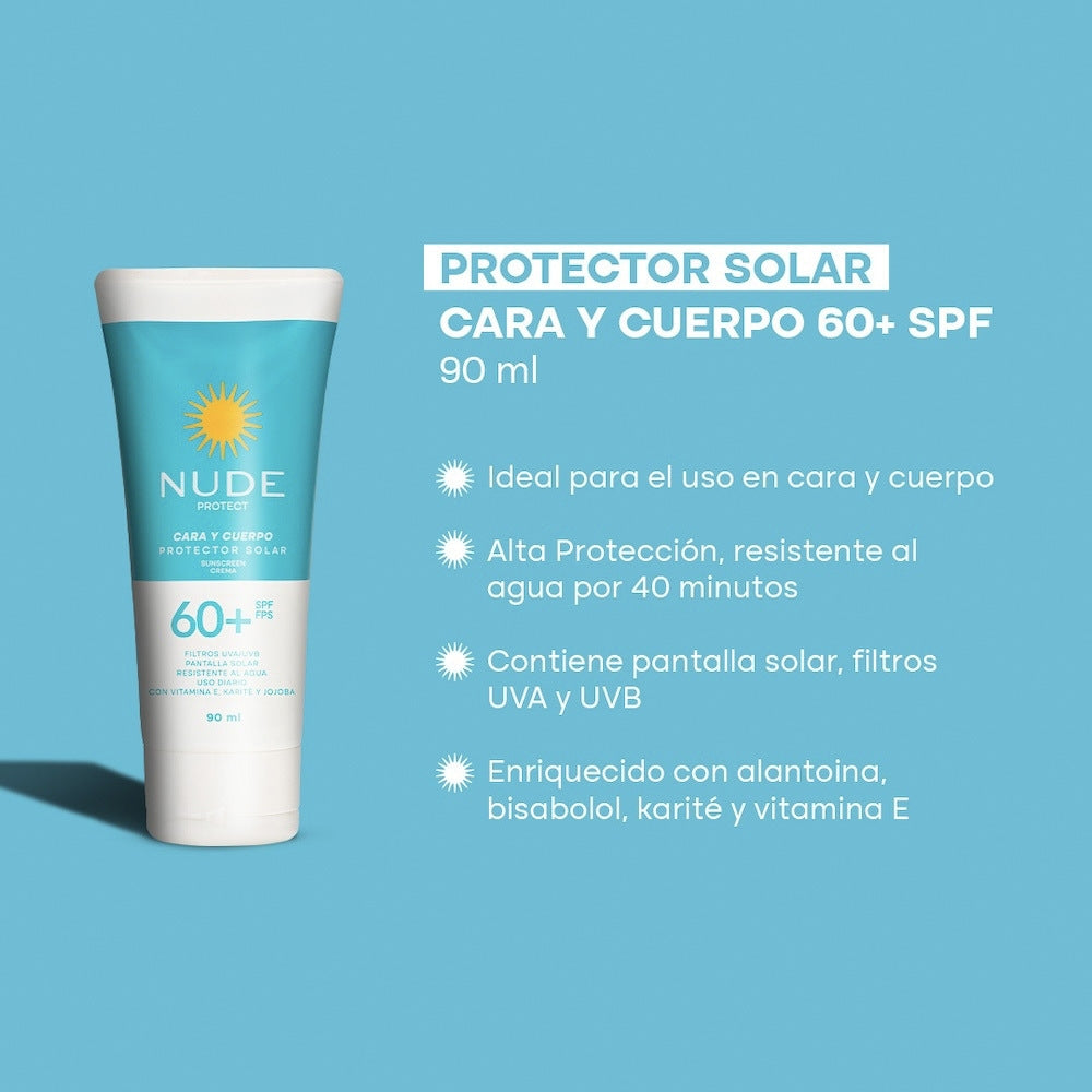 PROTECTOR SOLAR NUDE CARA CUERPO SPF 60 TUBO 90 ML