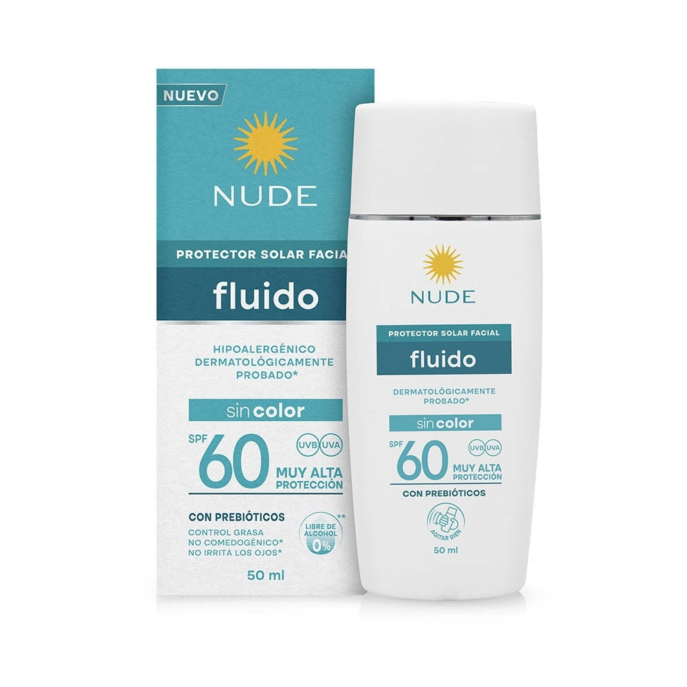PROTECTOR SOLAR NUDE FACIAL FLUIDO SPF 60 TUBO 50 ML