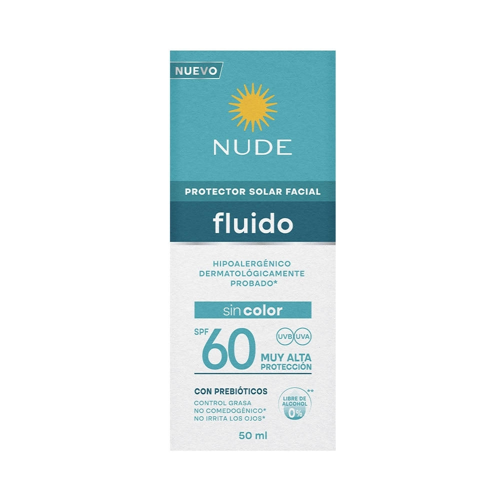 PROTECTOR SOLAR NUDE FACIAL FLUIDO SPF 60 TUBO 50 ML