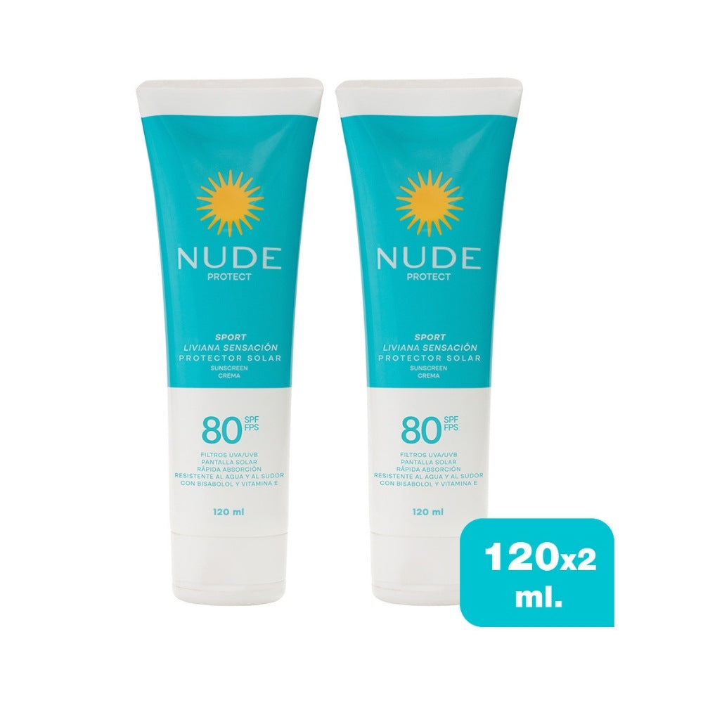 PROTECTOR SOLAR NUDE LIVIANA SENS SPF 80 TUBO 2 X 120 ML