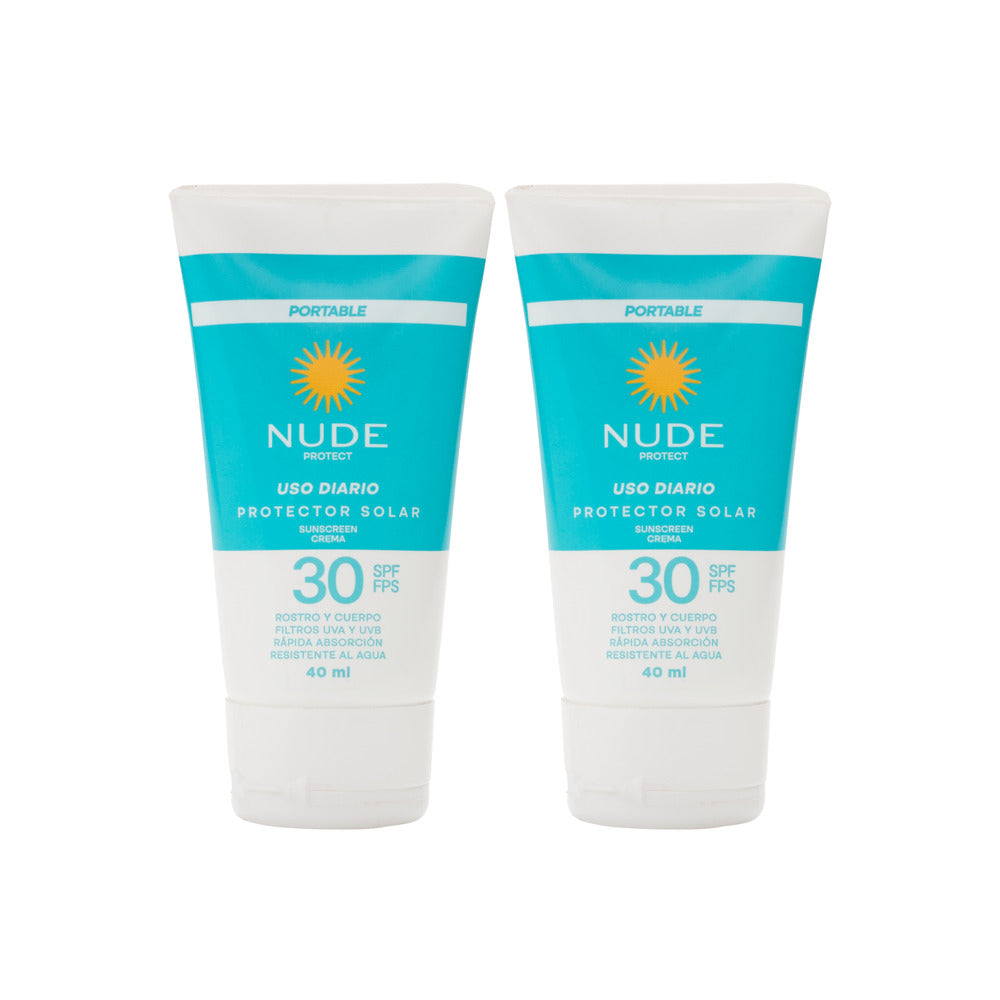 PROTECTOR SOLAR NUDE PORTABLE TUBO 2 X 40ML