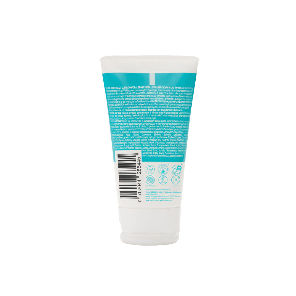 PROTECTOR SOLAR NUDE SPORT LIVIANA SENSACION SPF 80 TUBO 40 ML